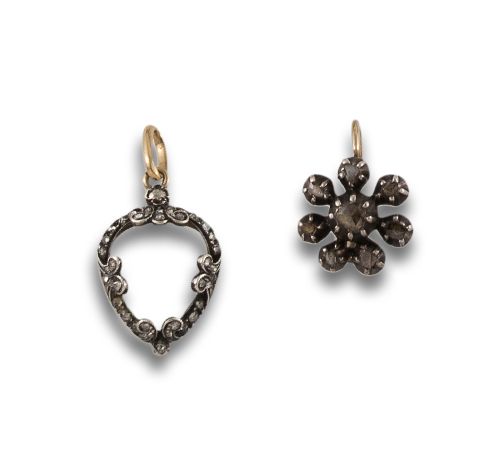 COLGANTE Y PENDIENTE ANTIGUOS CON DIAMANTES