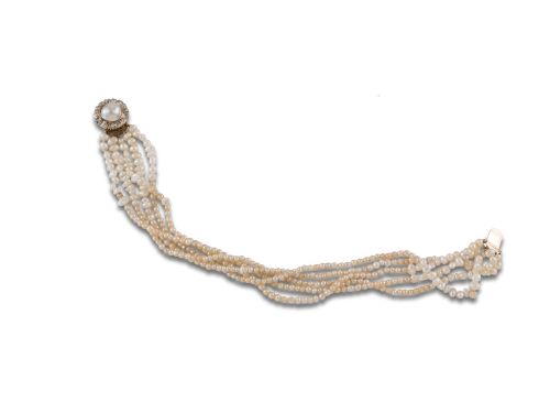 PULSERA VARIOS HILOS DE PERLITAS POSIBLEMENTE NATURALES CIE