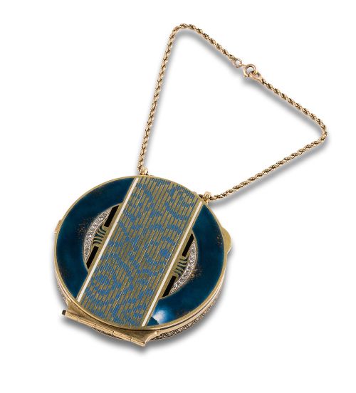 GOLD MINAUDIER WITH ENAMEL AND DIAMONDS