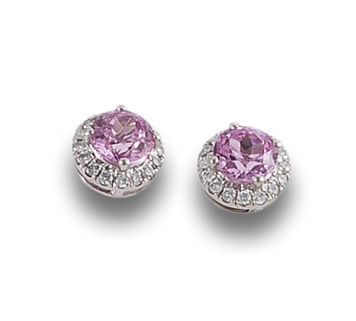 PENDIENTES ROSETONES DE DIAMANTES Y ROSAS DE FRANCIA