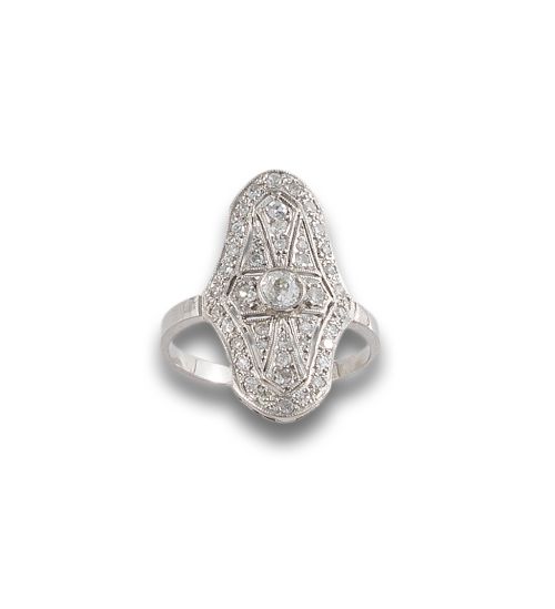 ART DECO STYLE PLATINUM DIAMONDS COCKTAIL RING