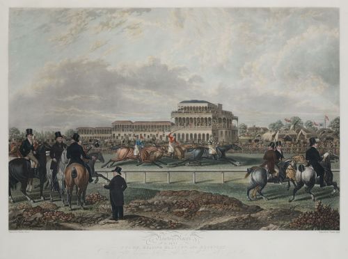 CHARLES HUNT, "Newton races", 1831, Grabado coloreado.