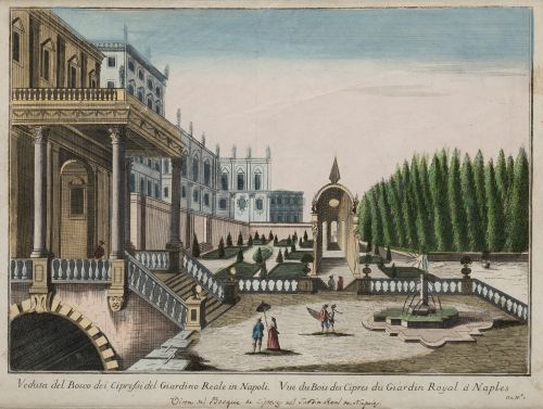 FAMILIA REMONDINI  S.XVIII, "Vista óptica del jardin Real d