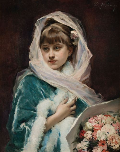RAIMUNDO DE MADRAZO Y GARRETA, "Joven con ramo de flores",