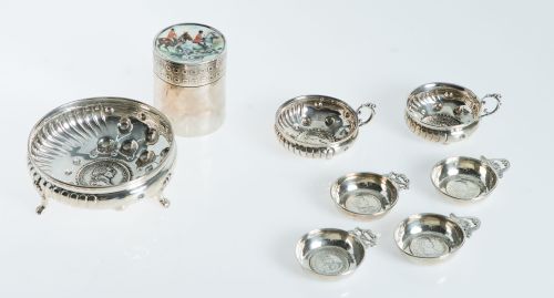 Seis ceniceros de plata contrastada ley 925, platero López,