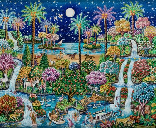 ÓSCAR  BORRAS AUSIAS, "Paraiso nocturno ecológico", Óleo so