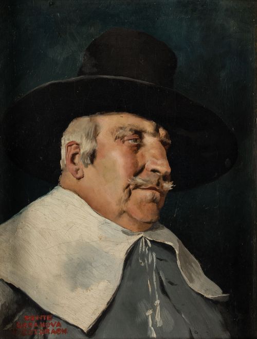 ANTONIO CASANOVA Y ESTORACH, "Personaje de perfil", Óleo so