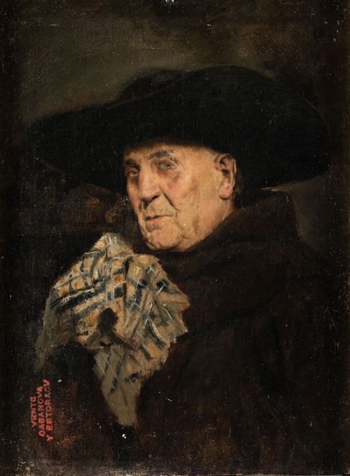 ANTONIO CASANOVA Y ESTORACH, "Un monje", Óleo sobre tabla