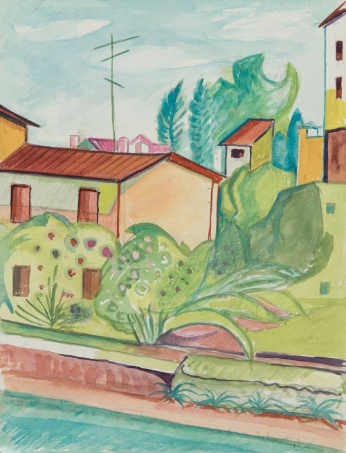 JOAN SANDALINAS, "Riera de Begues", 1981, Acuarela sobre pa