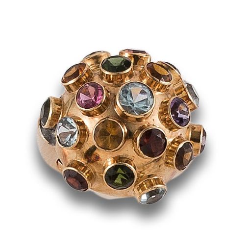 SORTINA BOMBÉ DE ORO AMARILLO Y MULTIGEMAS.