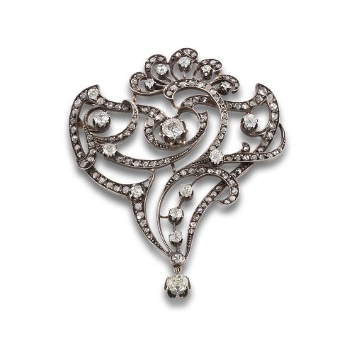 BELLE EPOQUE BROOCH IN GOLD AND PLATINUM WITH DIAMONDS