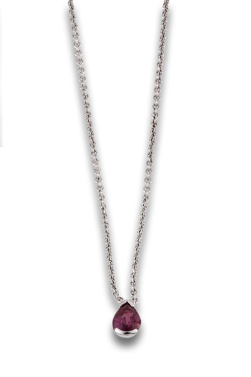 GARGANTILLA DE ORO BLANCO Y RUBÍ.