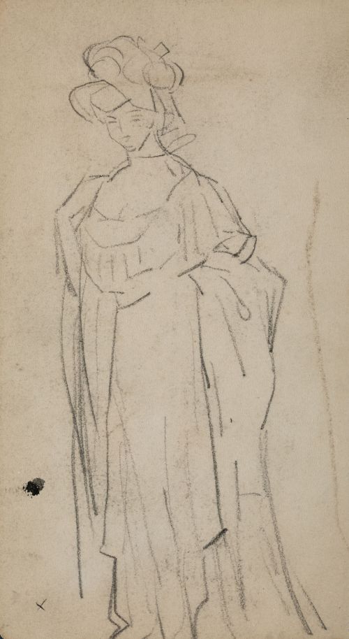 DANIEL VÁZQUEZ DÍAZ, "Dama parisina", Lápiz sobre papel