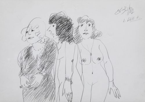 ANTONIO LAGO RIVERA, "Mujeres", 1982, Lápiz sobre papel