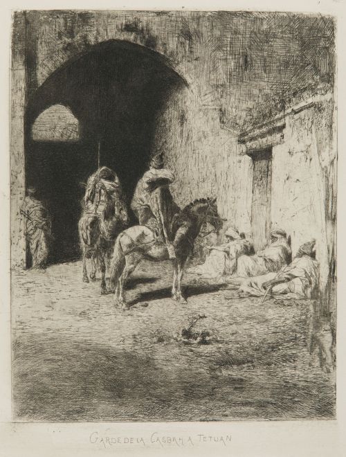 MARIANO FORTUNY Y MARSAL, "Garde de la Kasbah à Tetuan (Gua