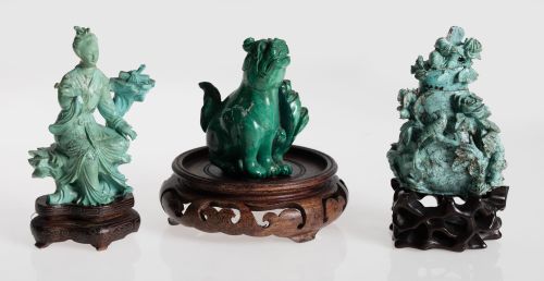 Tres figuras de piedras duras, China, S. XX