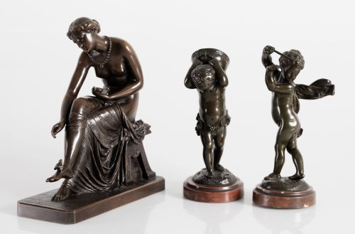 "Dama griega", escultura de bronce patinado, Francia, S. XX