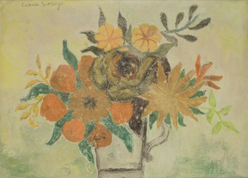 CARMEN SANTONJA ESQUIVIAS, "Jarra con flores", Técnica mixt