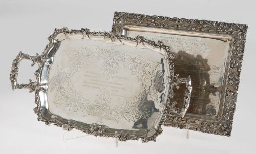 Bandeja de plata con asas, ley 916, España, S. XX