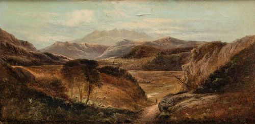 CHARLES LESLIE, "Paisaje montañoso", Óleo sobre lienzo