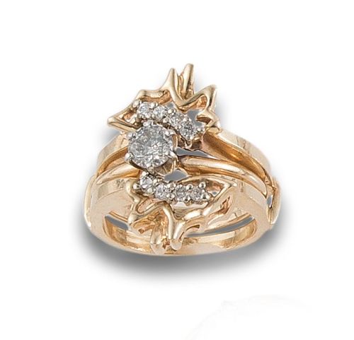 SORTIJA DESMONTABLE DE ORO 14k Y BRILLANTES
