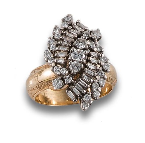 SORTIJA LANZADERA DE ORO DE 14K CON DIAMANTES