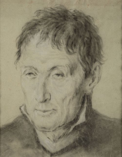 ESCUELA FRANCESA, "Retrato de caballero", Carboncillo sobre