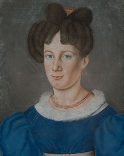 ANÓNIMO, "Retrato de dama", Pastel sobre papel