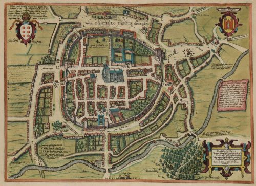 FRANS HOGENBERG, "Portugal. Braga", Grabado al cobre colore