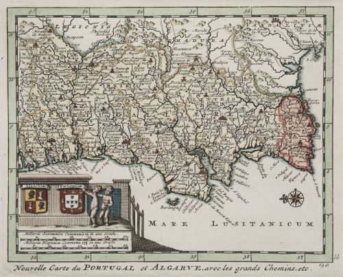 PIETER VAN DER AA, "Mapa de Portugal", Grabado al cobre col