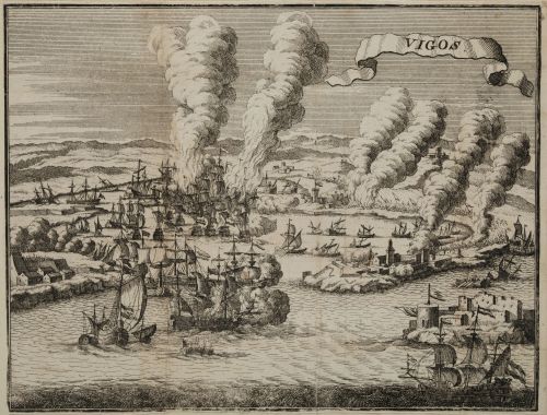 ANÓNIMO, "Vigo: Entrada de los galeones en la ría y Batalla