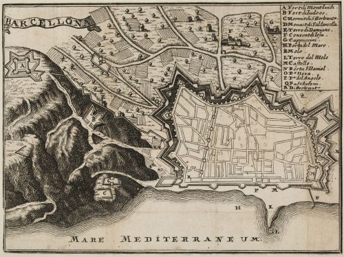 ANÓNIMO, "Barcelona. Plano de la ciudad amurallada y su ent