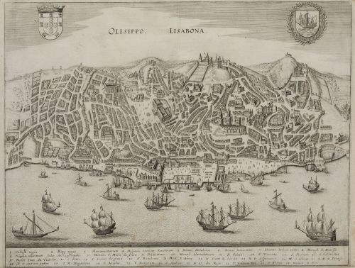 MATTHAEUS MERIAN, EL VIEJO, "Plano de Lisboa en 1643", Grab