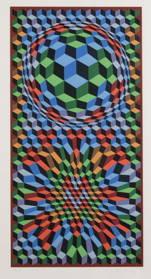 VICTOR VASARELY, "Bounce", 1977, Serigrafía sobre papel 