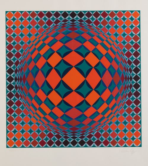 VICTOR VASARELY, "Sin título", c.1977, Serigrafía sobre pap