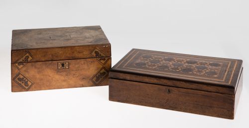 Caja escritorio en raíz de nogal, Inglaterra, ffs. S. XIX