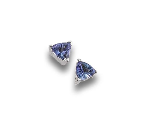 PENDIENTES ORO BLANCO 19K Y TANZANITAS