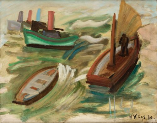HERNANDO VIÑES, "Las barcas", 1930, Óleo sobre lienzo.