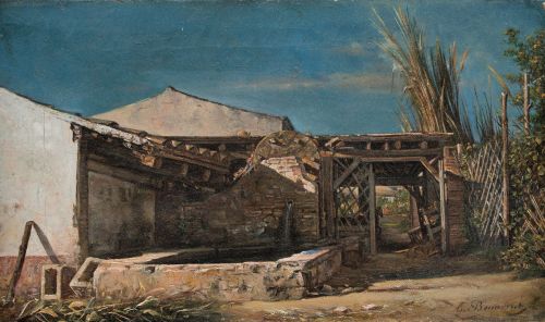 CAYETANO BENAVENT ROCAMORA, "Paisaje con casa de campo", Ól
