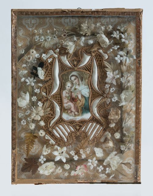 ESCUELA FRANCESA, "Virgen con el Niño", Cromolitografía con