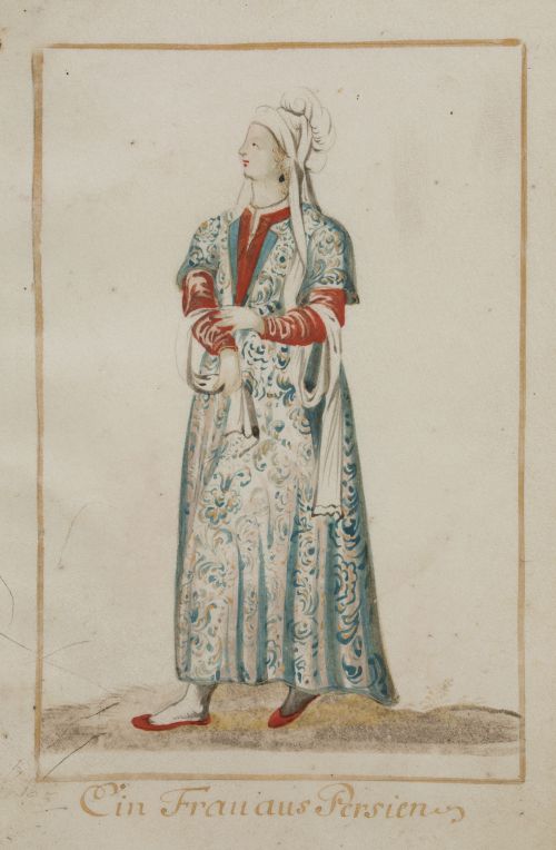 ESCUELA ALEMANA , "Hombre y mujer persa", Pareja de gouache