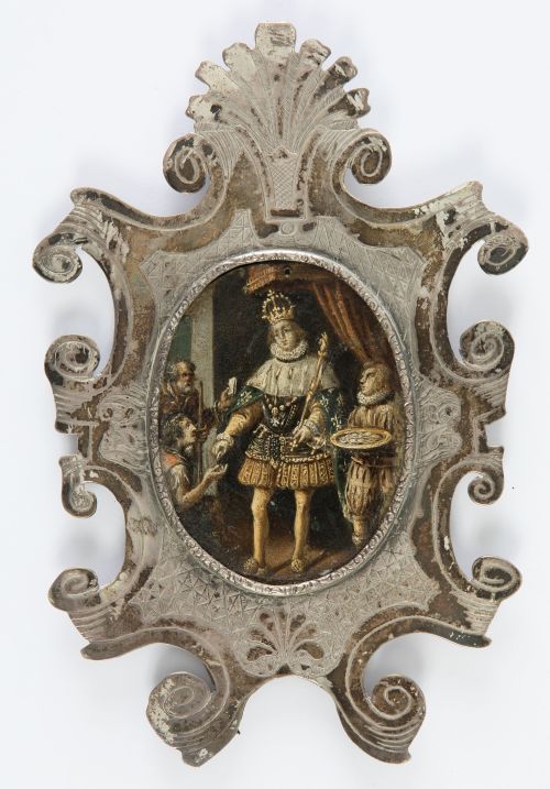 CÍRCULO DE LUIS TRISTÁN , "San Luis dando limosna" y "Virge