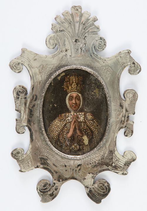 CÍRCULO DE LUIS TRISTÁN , "San Luis dando limosna" y "Virge