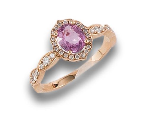 SORTIJA DE ORO CON ZAFIRO Y DIAMANTES.