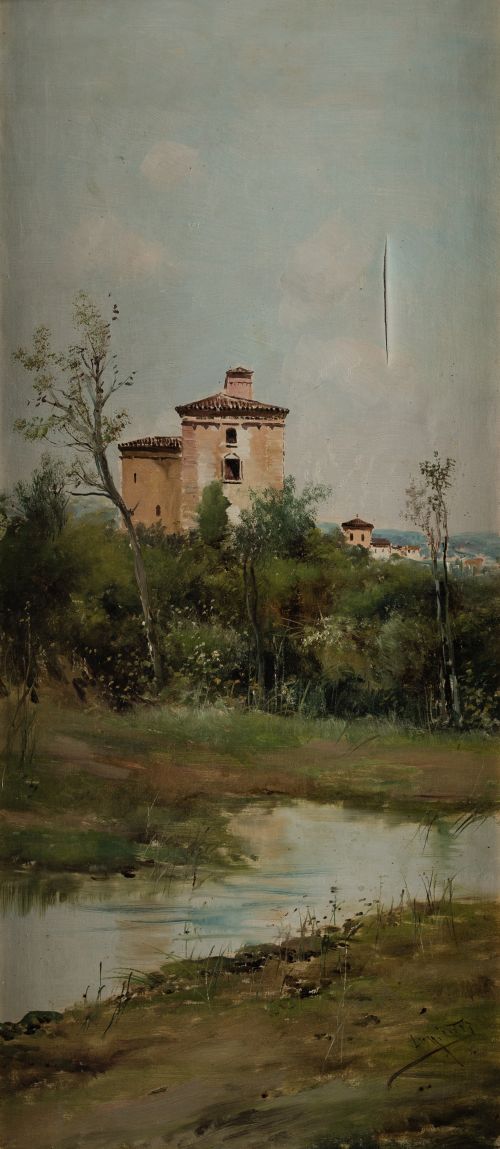 JOSÉ LUPIÁÑEZ Y CARRASCO, "Pareja de paisajes", Óleos sobre