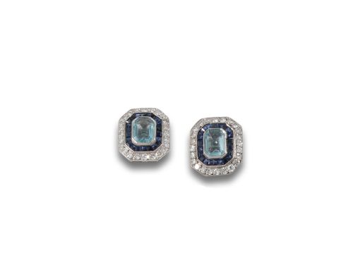 SAPPHIRE AND DIAMOND EARRINGS