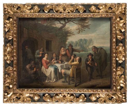 ESCUELA ITALIANA, POSIBLEMENTE BOLOÑESA, "Aldeanos cocinand