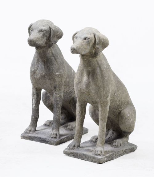Pareja de perros de piedra reconstituida, S.XX