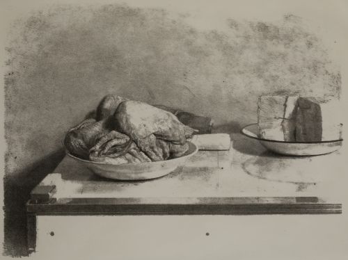 ANTONIO LOPEZ GARCIA, "Bodegón del pollo", 1981, Litografía