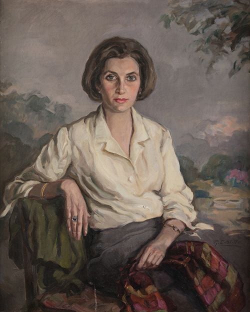 RAMÓN ESTALELLA PUJOLA, "Retrato de dama", Óleo sobre lienzo